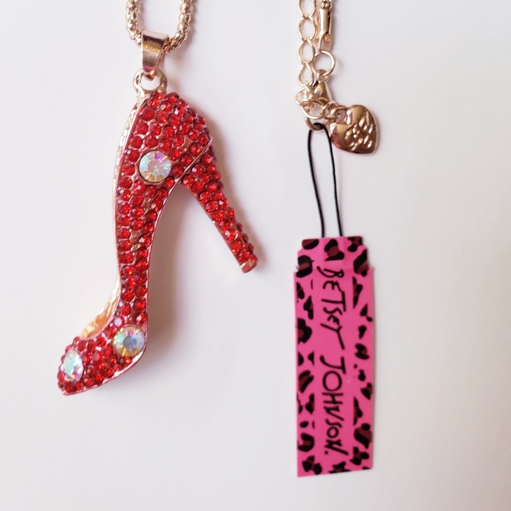 Red Rhinestone Heel Necklace
